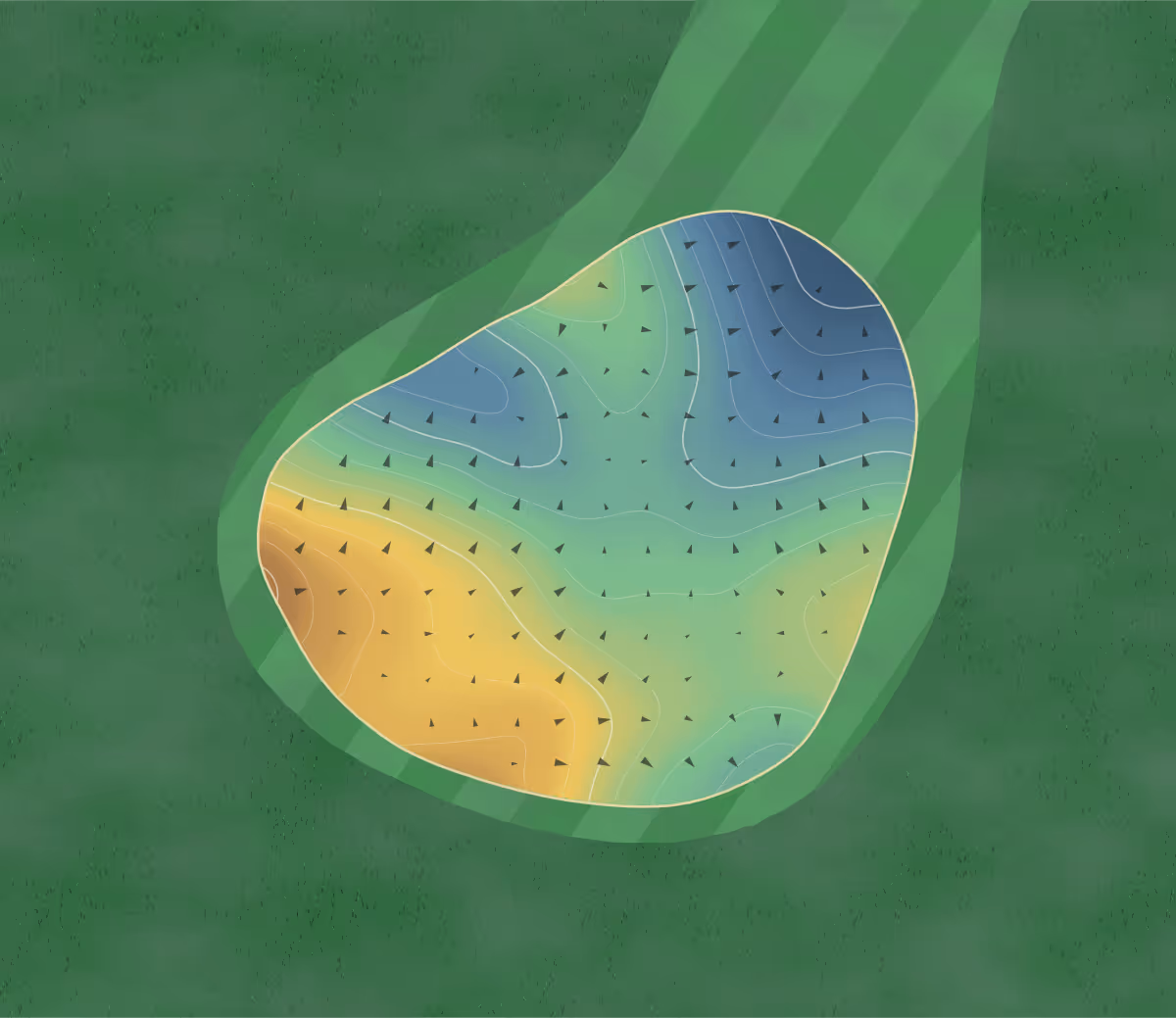 Green contour map of Sand Creek in Idaho Falls, Idaho — 225 elevation contours at a 3-inch interval with fall-line arrows, traced from 1-meter lidar