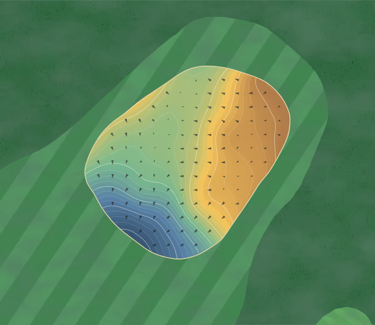 Green contour map of Sand Hills in Campbell, Nebraska — 274 elevation contours at a 3-inch interval with fall-line arrows, traced from 1-meter lidar