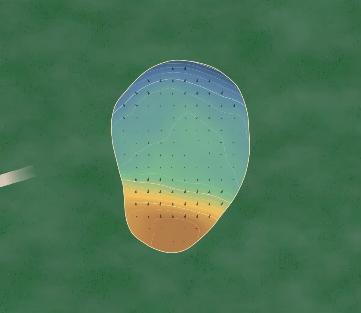 Green contour map of Sand Ridge in Rushville, Nebraska — 52 elevation contours at a 3-inch interval with fall-line arrows, traced from 1-meter lidar