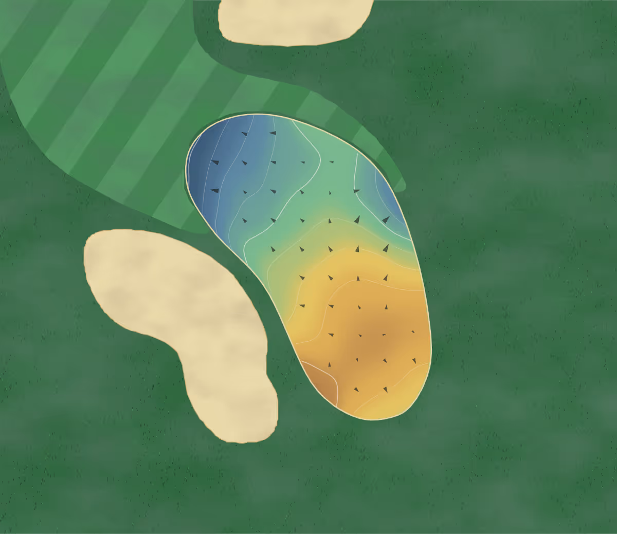 Green contour map of Sandpiper in Sun City Center, Florida: 111 elevation contours at a 3-inch interval with fall-line arrows, traced from 1-meter lidar