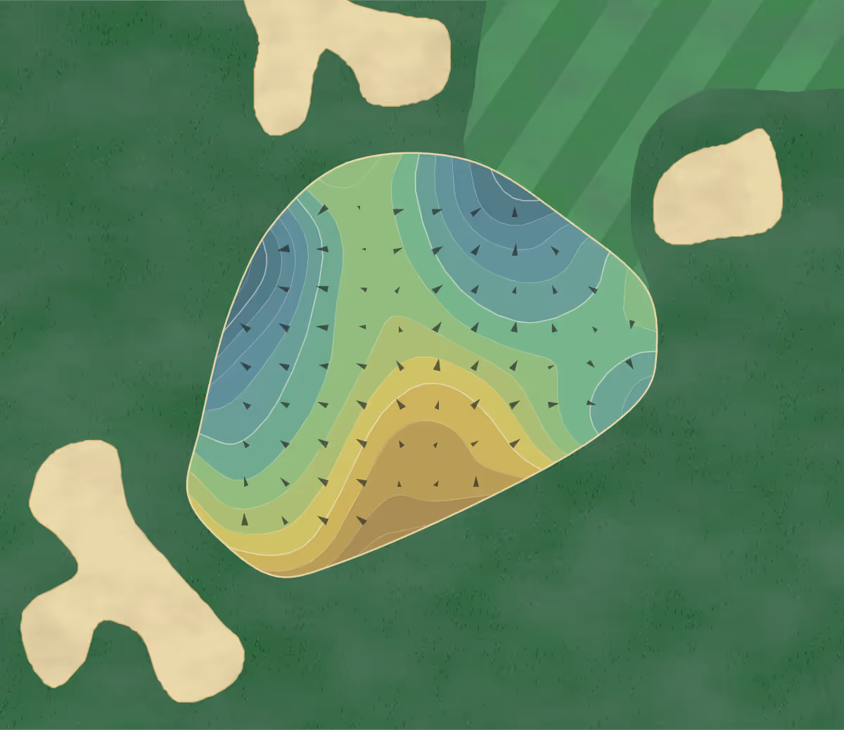 Green contour map of Sarasota National in Venice, Florida — 177 elevation contours at a 3-inch interval with fall-line arrows, traced from 1-meter lidar