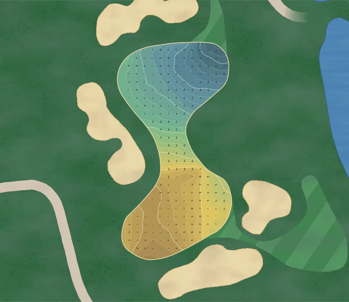 Green contour map of Sawmill in Saginaw, Michigan — 199 elevation contours at a 3-inch interval with fall-line arrows, traced from 1-meter lidar