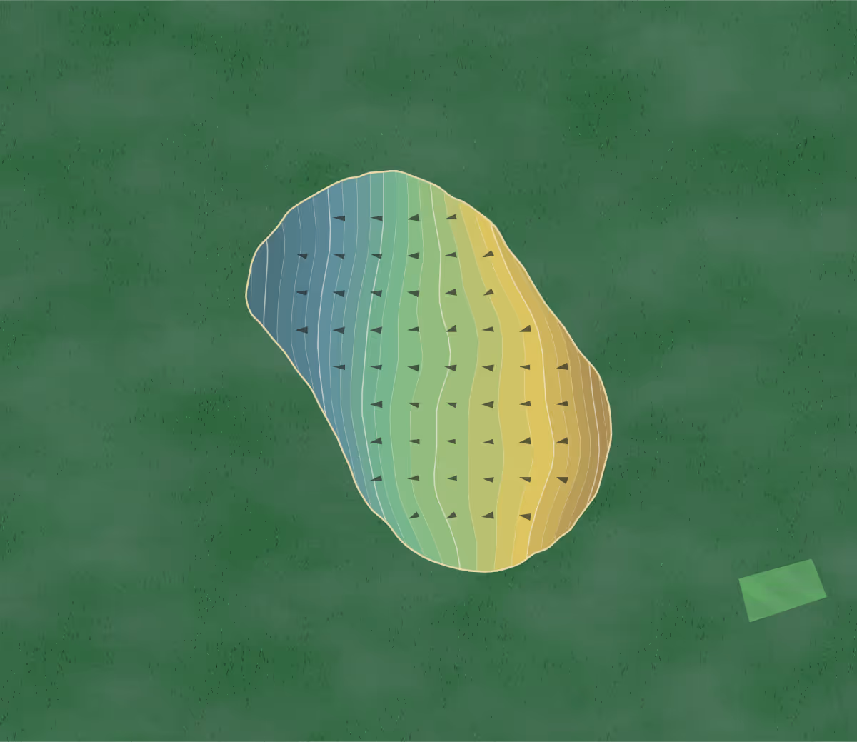 Green contour map of Scally's Golf Center in Moon Twp, Pennsylvania — 175 elevation contours at a 3-inch interval with fall-line arrows, traced from 1-meter lidar