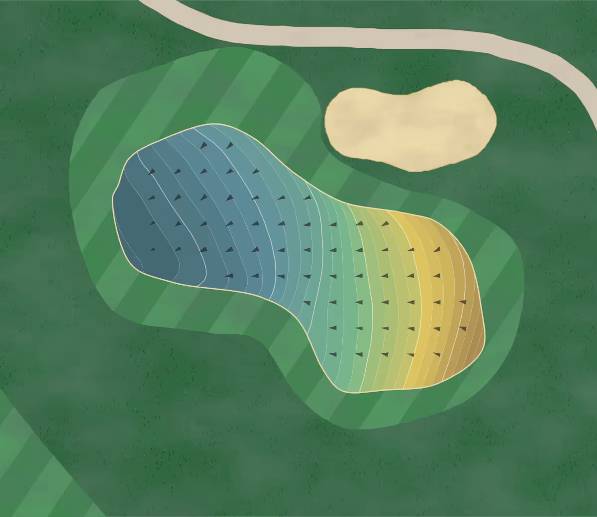 Green contour map of Scholl Canyon in Glendale, California — 235 elevation contours at a 3-inch interval with fall-line arrows, traced from 1-meter lidar