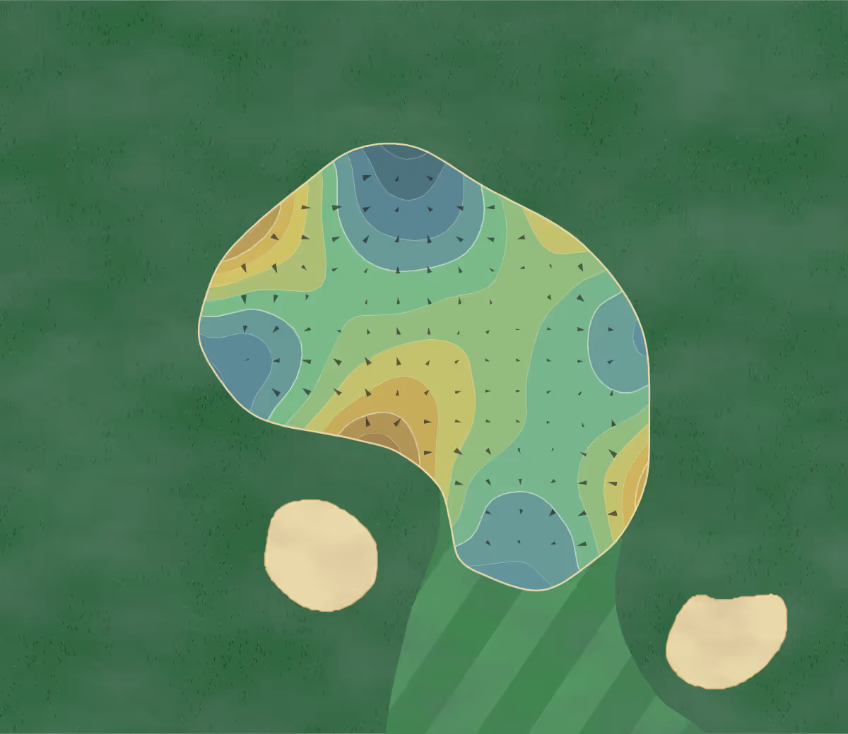 Green contour map of Scioto Reserve in Powell, Ohio — 183 elevation contours at a 3-inch interval with fall-line arrows, traced from 1-meter lidar