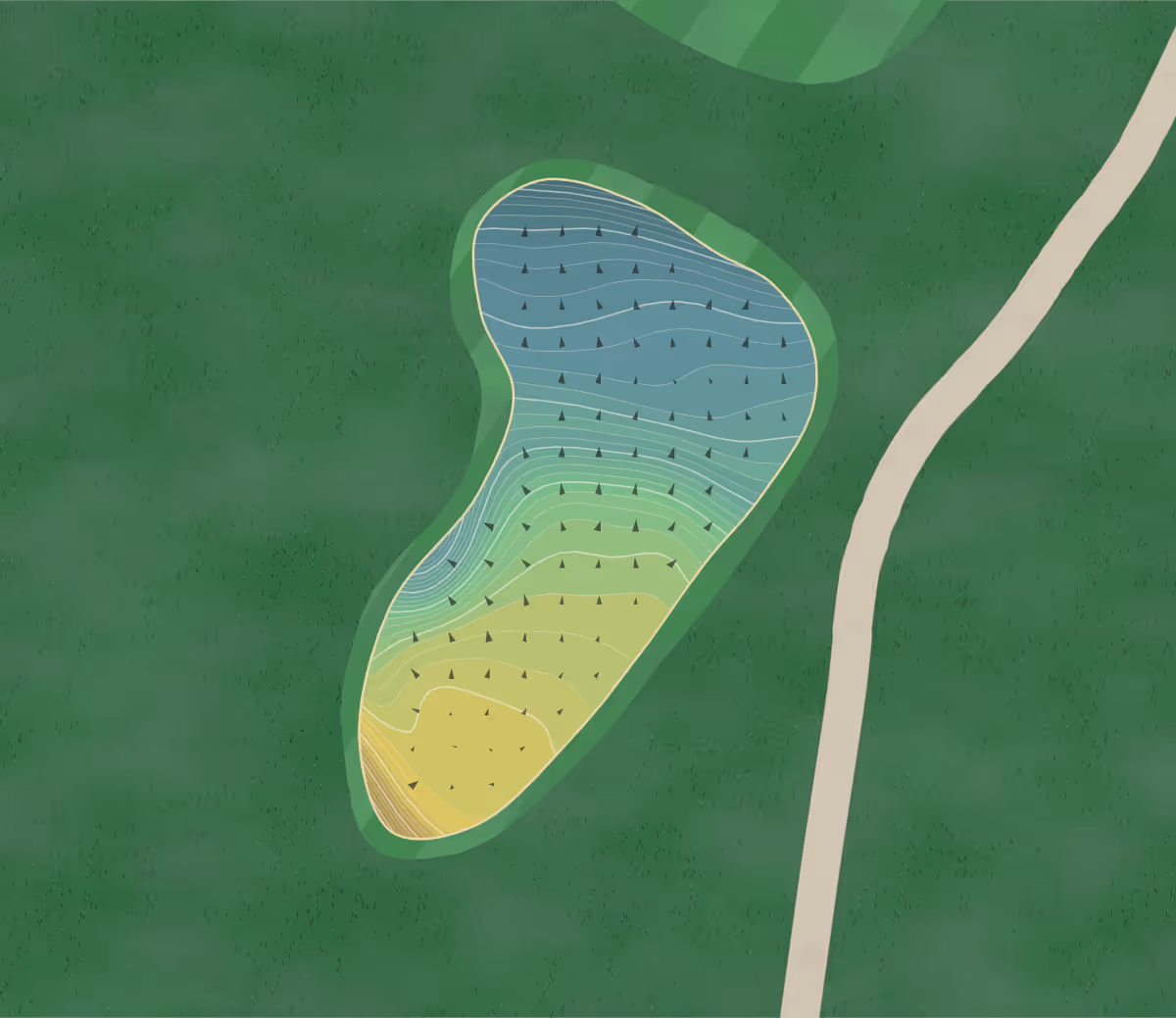Green contour map of Scottish Heights in Brockport, Pennsylvania — 246 elevation contours at a 3-inch interval with fall-line arrows, traced from 1-meter lidar