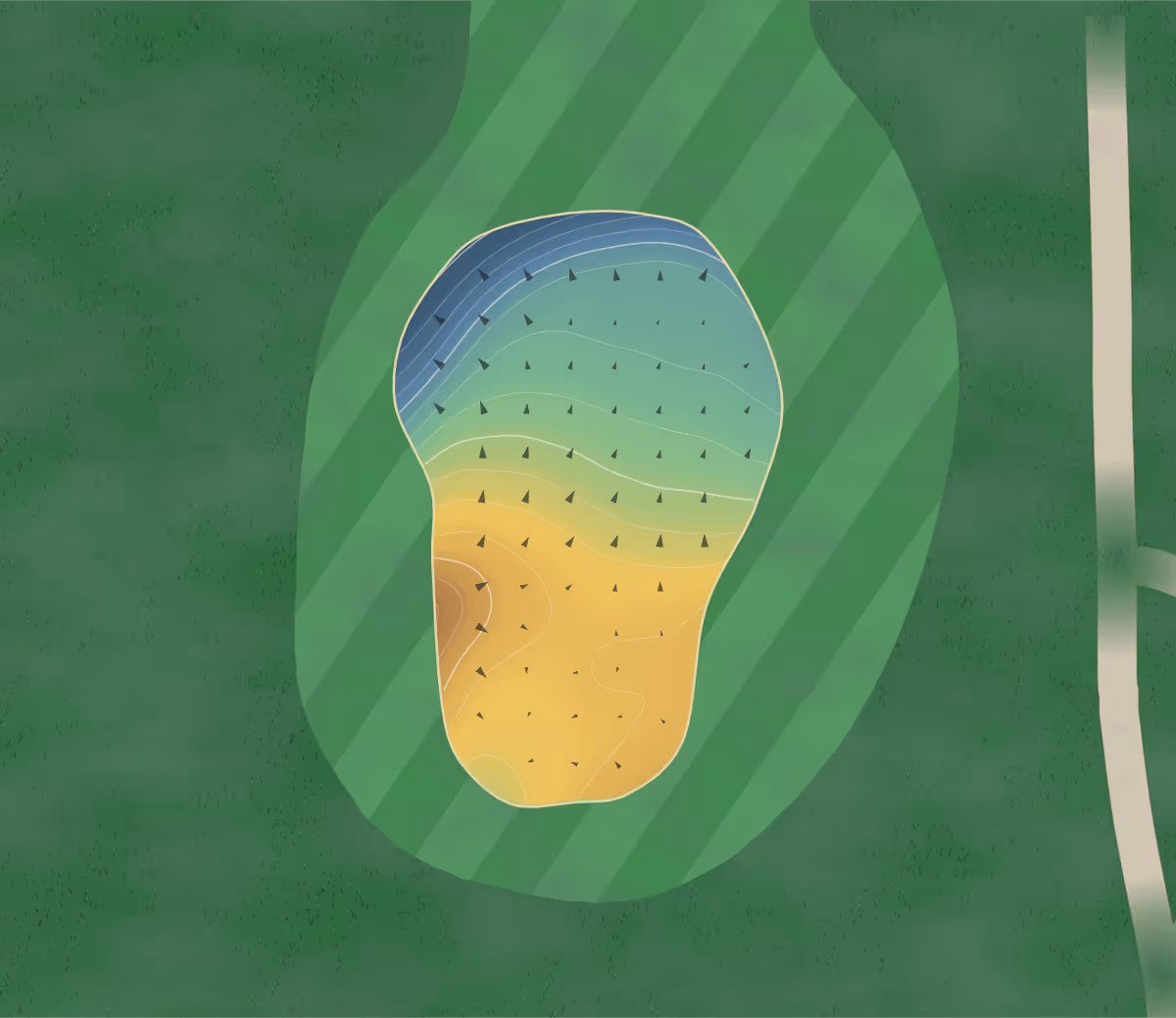 Green contour map of Scotts Bluff in Scottsbluff, Nebraska — 179 elevation contours at a 3-inch interval with fall-line arrows, traced from 1-meter lidar