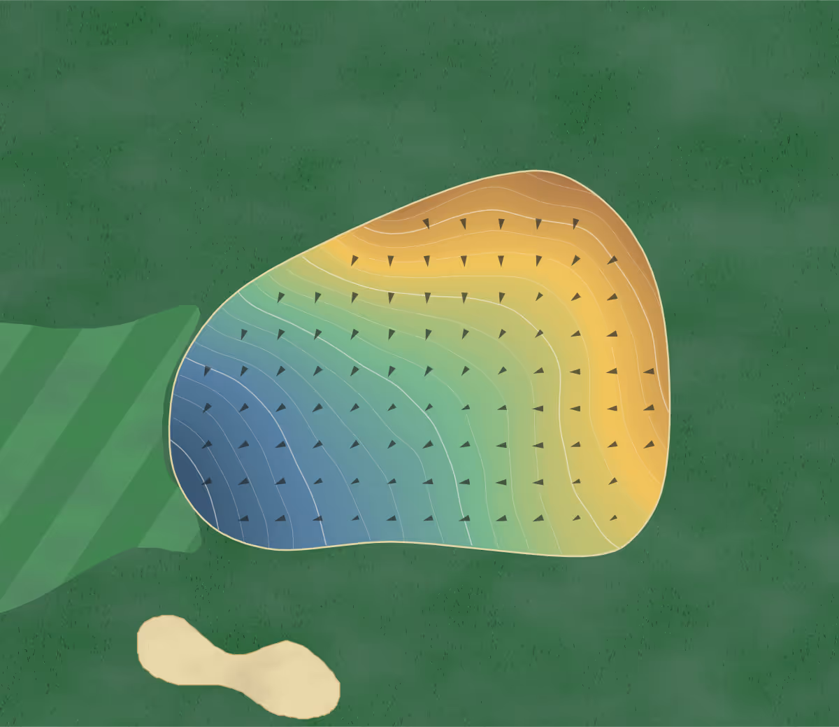 Green contour map of Scovill in Decatur, Illinois: 209 elevation contours at a 3-inch interval with fall-line arrows, traced from 1-meter lidar