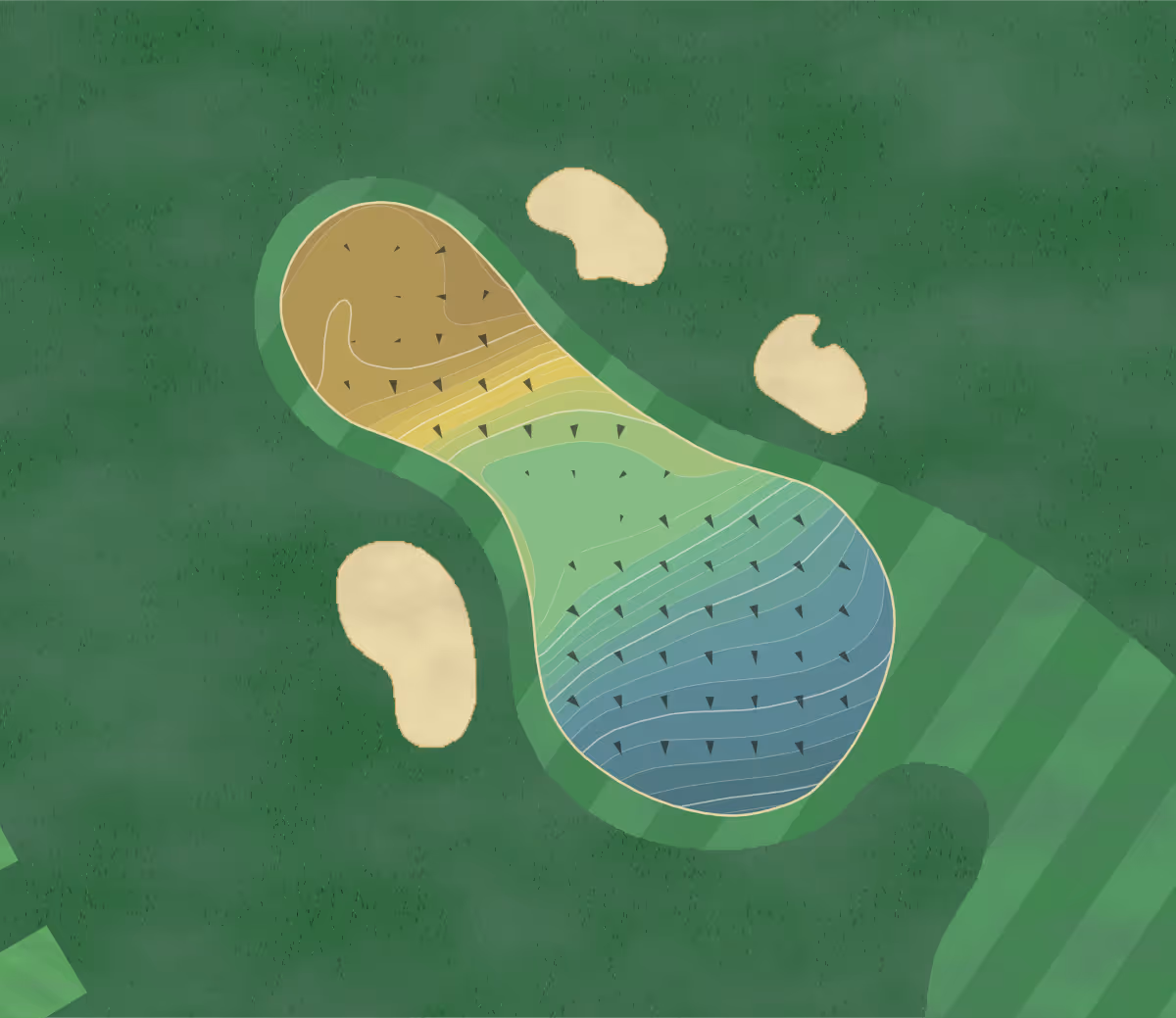 Green contour map of Seascape in Aptos, California — 269 elevation contours at a 3-inch interval with fall-line arrows, traced from 1-meter lidar