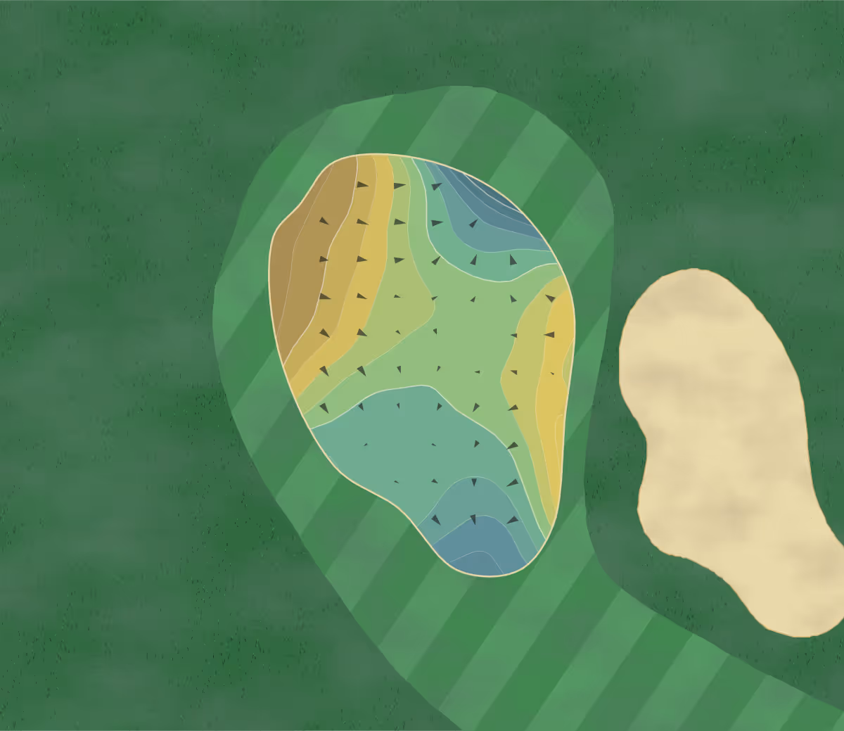 Green contour map of Seaside in St Simons Island, Georgia — 251 elevation contours at a 3-inch interval with fall-line arrows, traced from 1-meter lidar