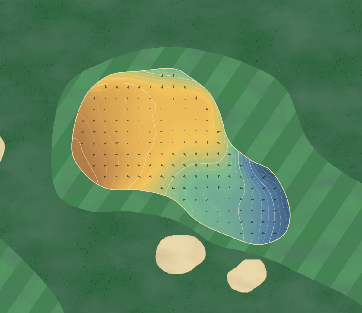 Green contour map of Seaton Carew in Hartlepool, England — 224 elevation contours at a 8-centimeter interval with fall-line arrows, traced from 1-meter lidar