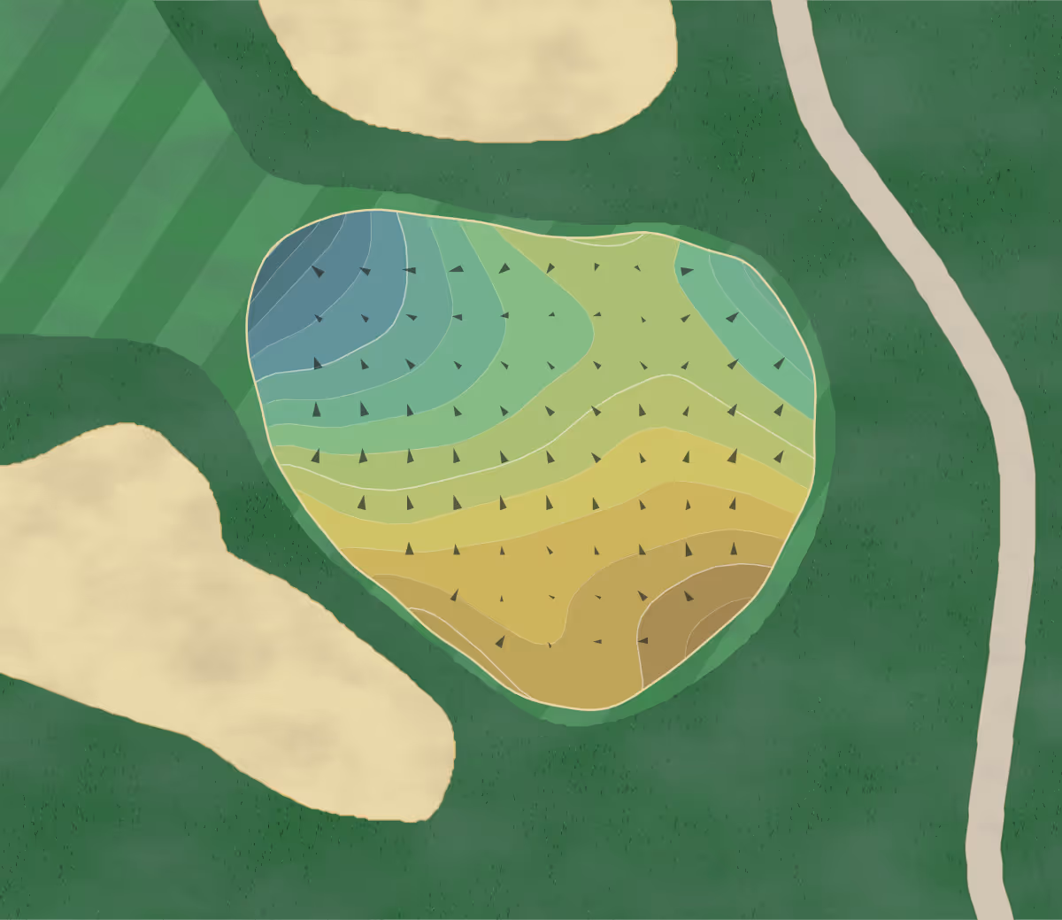 Green contour map of Seaview Pines in Galloway, New Jersey — 182 elevation contours at a 3-inch interval with fall-line arrows, traced from 1-meter lidar