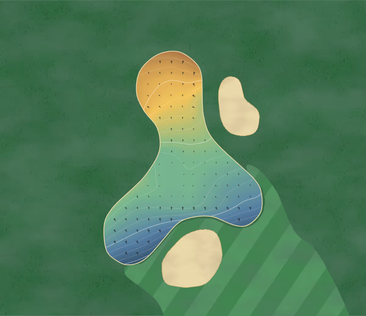 Green contour map of Saint Creek in Shitara, Japan: 235 elevation contours at a 8-centimeter interval with fall-line arrows, traced from 1-meter lidar