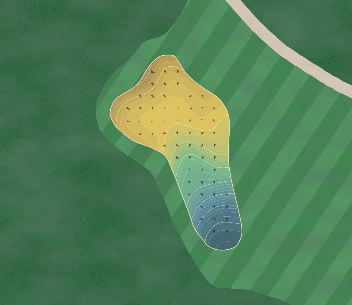 Green contour map of Sequoyah National in Cherokee, North Carolina — 256 elevation contours at a 3-inch interval with fall-line arrows, traced from 1-meter lidar