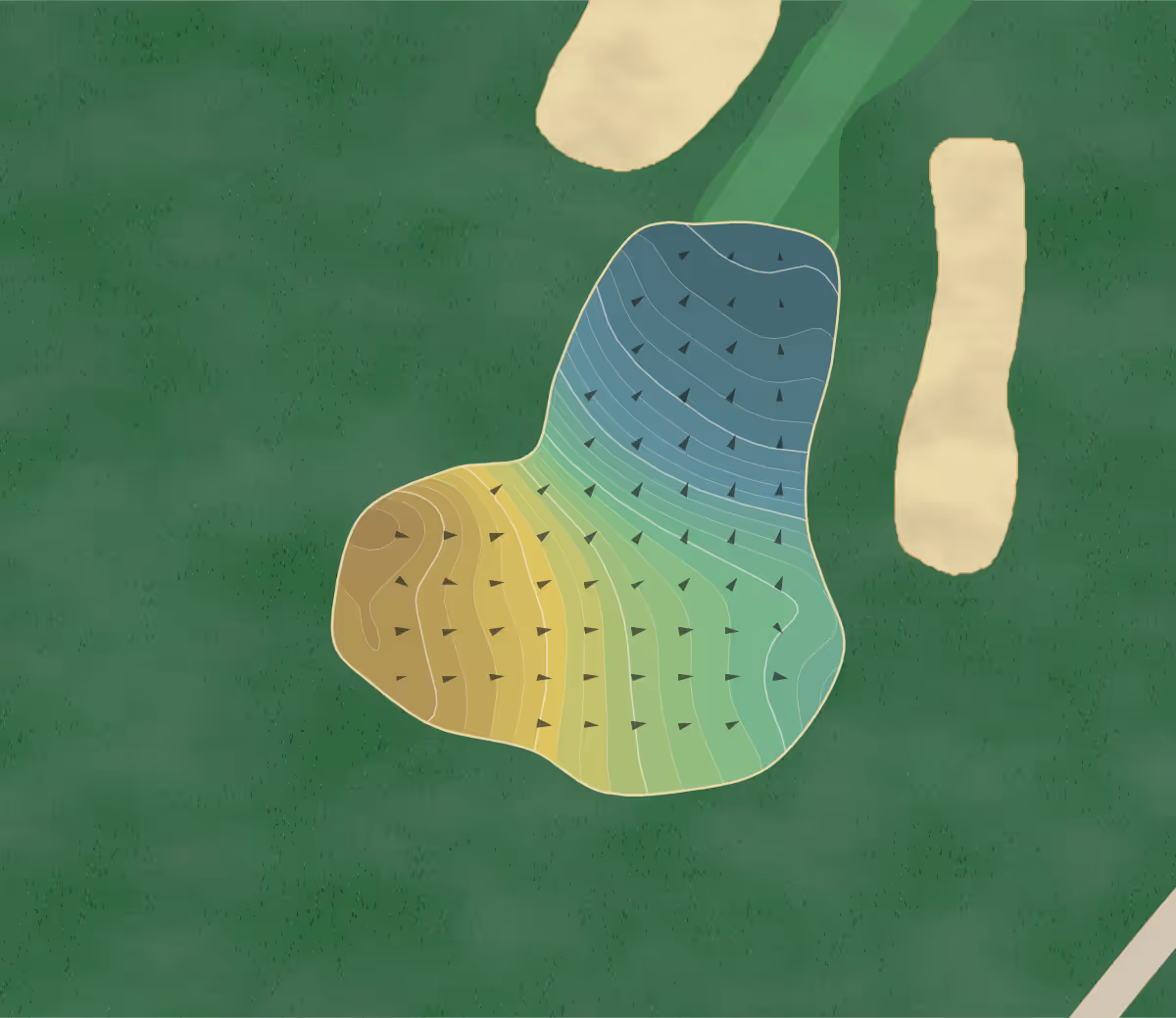 Green contour map of Settler's in Batavia, Illinois — 241 elevation contours at a 3-inch interval with fall-line arrows, traced from 1-meter lidar