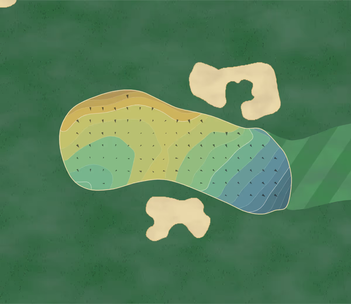 Green contour map of Sewickley Heights in Sewickley, Pennsylvania — 14 elevation contours at a 3-inch interval with fall-line arrows, traced from 1-meter lidar