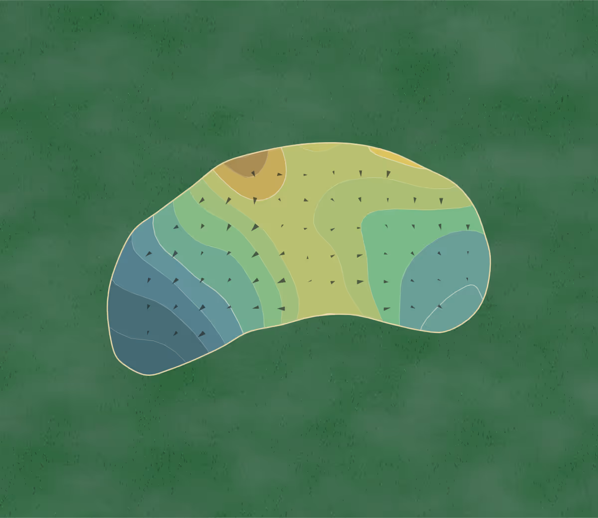 Green contour map of Shadow Wood South in Bonita Springs, Florida — 18 elevation contours at a 3-inch interval with fall-line arrows, traced from 1-meter lidar