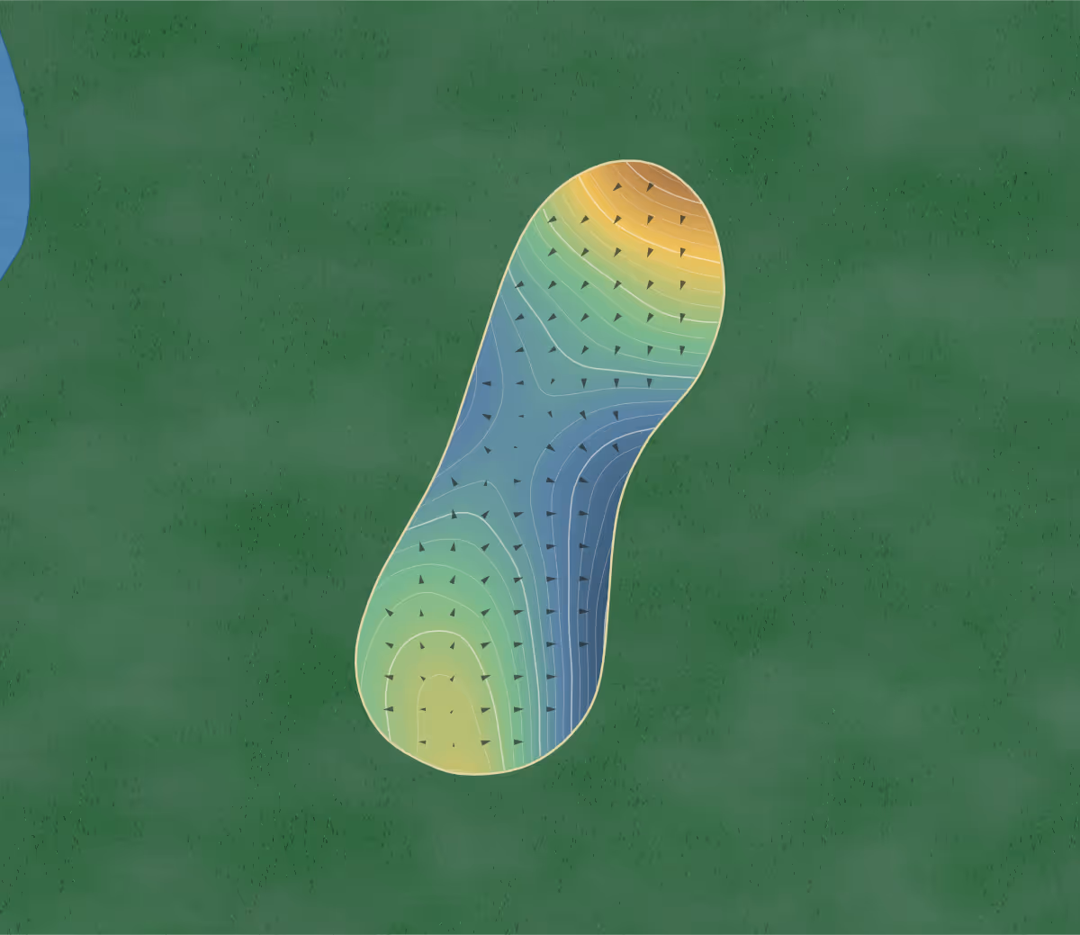 Green contour map of Shaffer's Evergreen in Hudson, Michigan: 85 elevation contours at a 3-inch interval with fall-line arrows, traced from 1-meter lidar