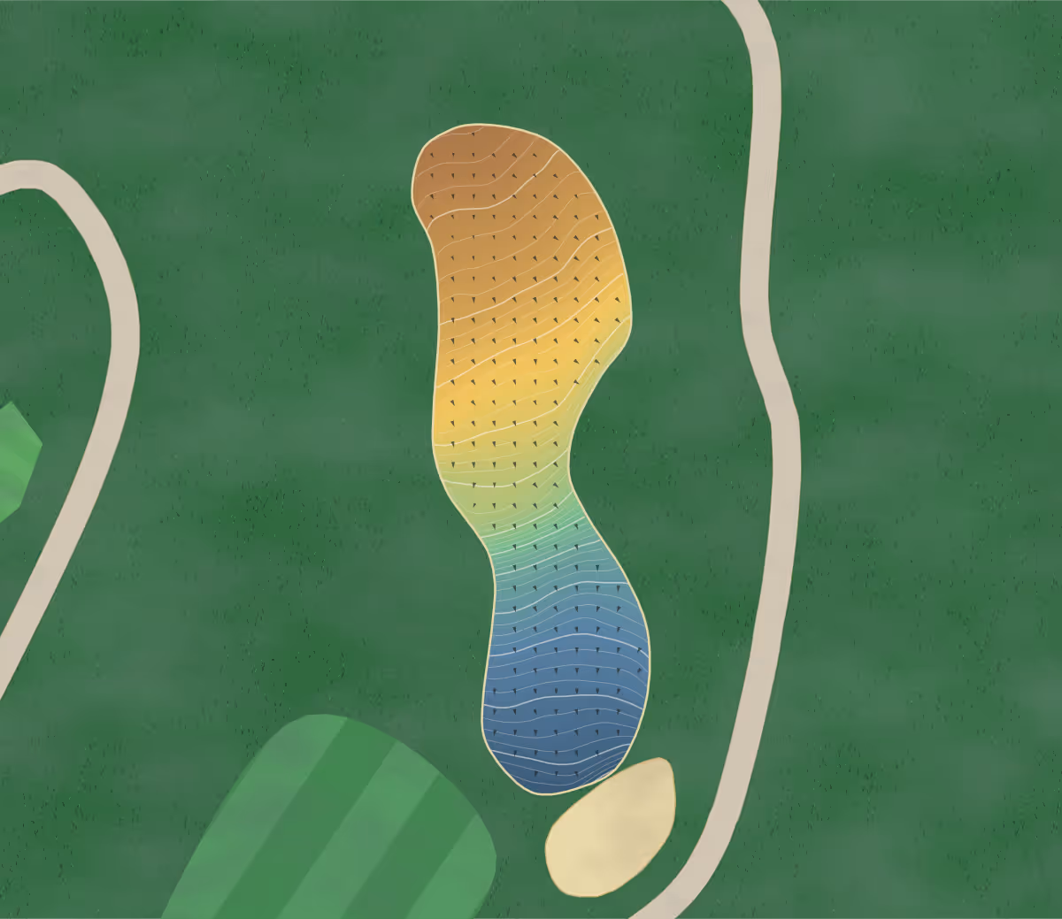 Green contour map of Shannon Lake in Westbank, Canada — 268 elevation contours at a 8-centimeter interval with fall-line arrows, traced from 1-meter lidar
