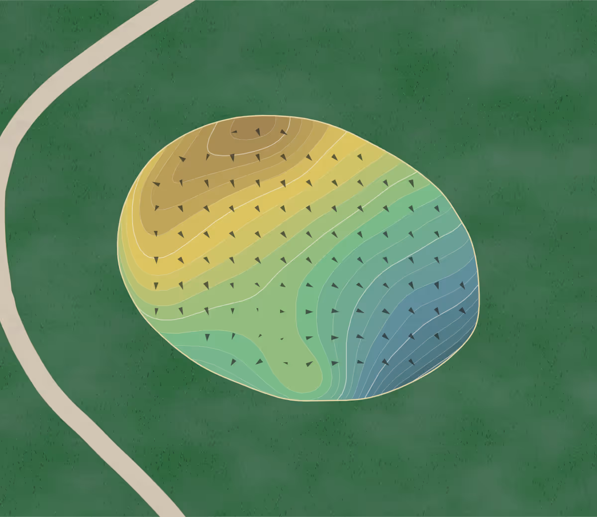 Green contour map of Sharon Woods in Cincinnati, Ohio — 178 elevation contours at a 3-inch interval with fall-line arrows, traced from 1-meter lidar