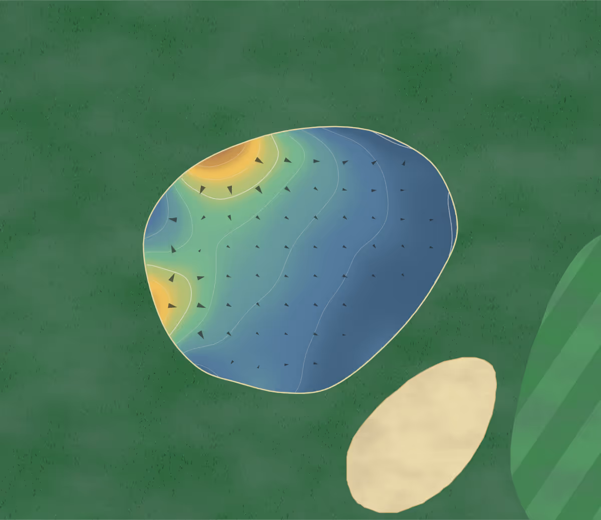 Green contour map of Shawnee Hills in Harrisburg, Illinois: 85 elevation contours at a 3-inch interval with fall-line arrows, traced from 1-meter lidar