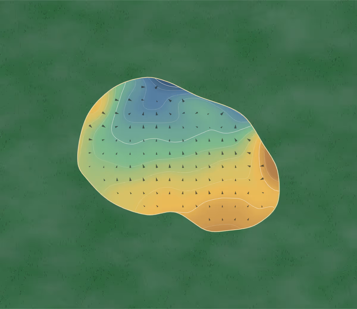 Green contour map of Shay Grange in Bradford, England — 91 elevation contours at a 8-centimeter interval with fall-line arrows, traced from 1-meter lidar
