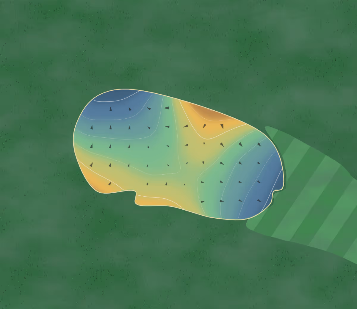Green contour map of Shell Point in Fort Myers, Florida: 157 elevation contours at a 3-inch interval with fall-line arrows, traced from 1-meter lidar