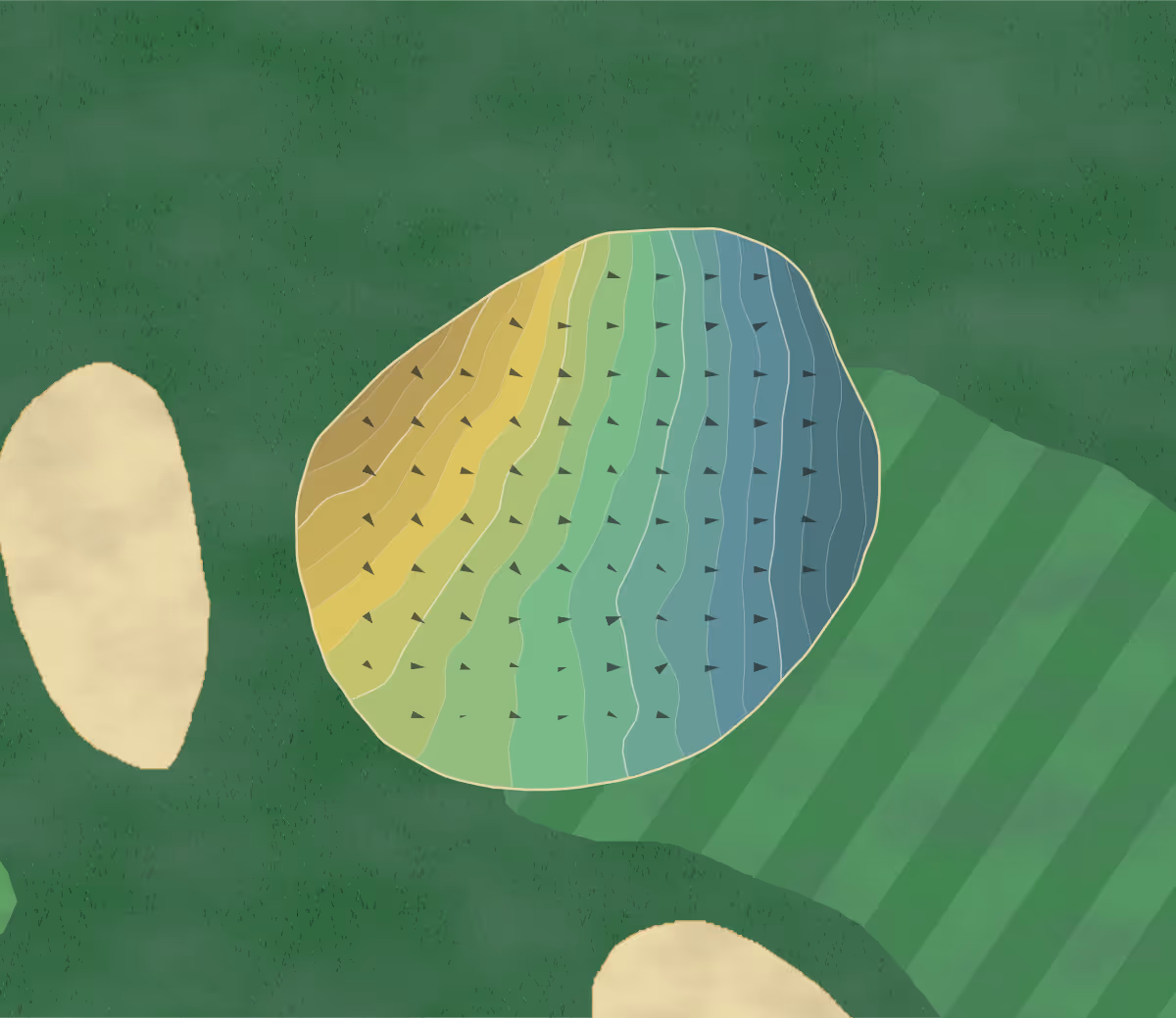 Green contour map of Shennecossett GC in Groton, Connecticut — 182 elevation contours at a 3-inch interval with fall-line arrows, traced from 1-meter lidar