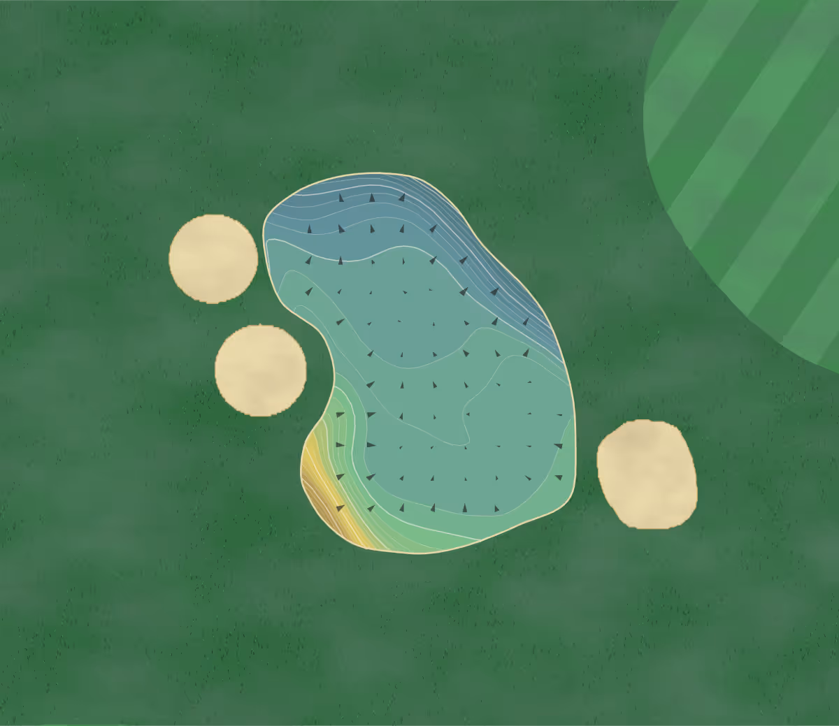 Green contour map of Shirehampton Park in Bristol, England — 272 elevation contours at a 8-centimeter interval with fall-line arrows, traced from 1-meter lidar