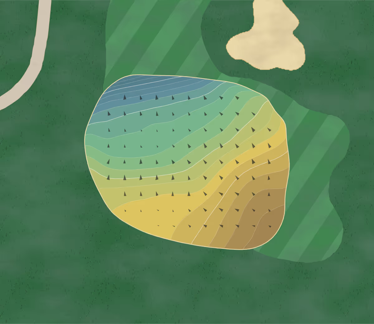 Green contour map of Short Hills in East Moline, Illinois — 179 elevation contours at a 3-inch interval with fall-line arrows, traced from 1-meter lidar