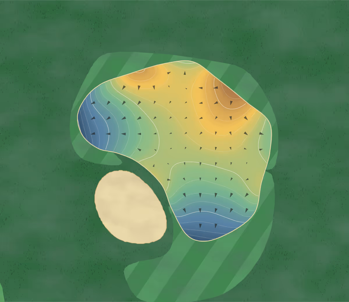 Green contour map of Shula's Hotel in Miami Lakes, Florida: 238 elevation contours at a 3-inch interval with fall-line arrows, traced from 1-meter lidar