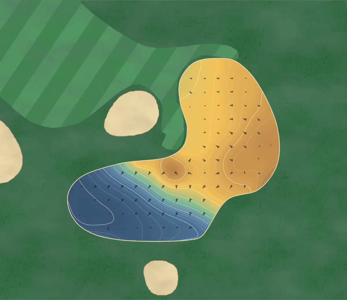 Green contour map of Sidewinder in Gold Canyon, Arizona: 409 elevation contours at a 3-inch interval with fall-line arrows, traced from 1-meter lidar