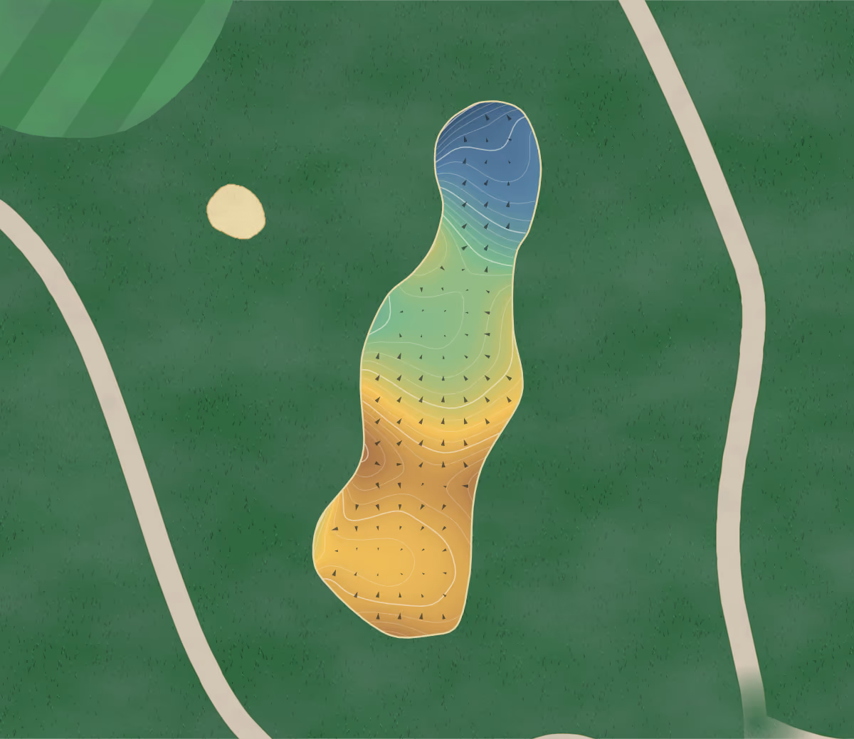 Green contour map of Silver Lakes in Anniston, Alabama: 197 elevation contours at a 3-inch interval with fall-line arrows, traced from 1-meter lidar