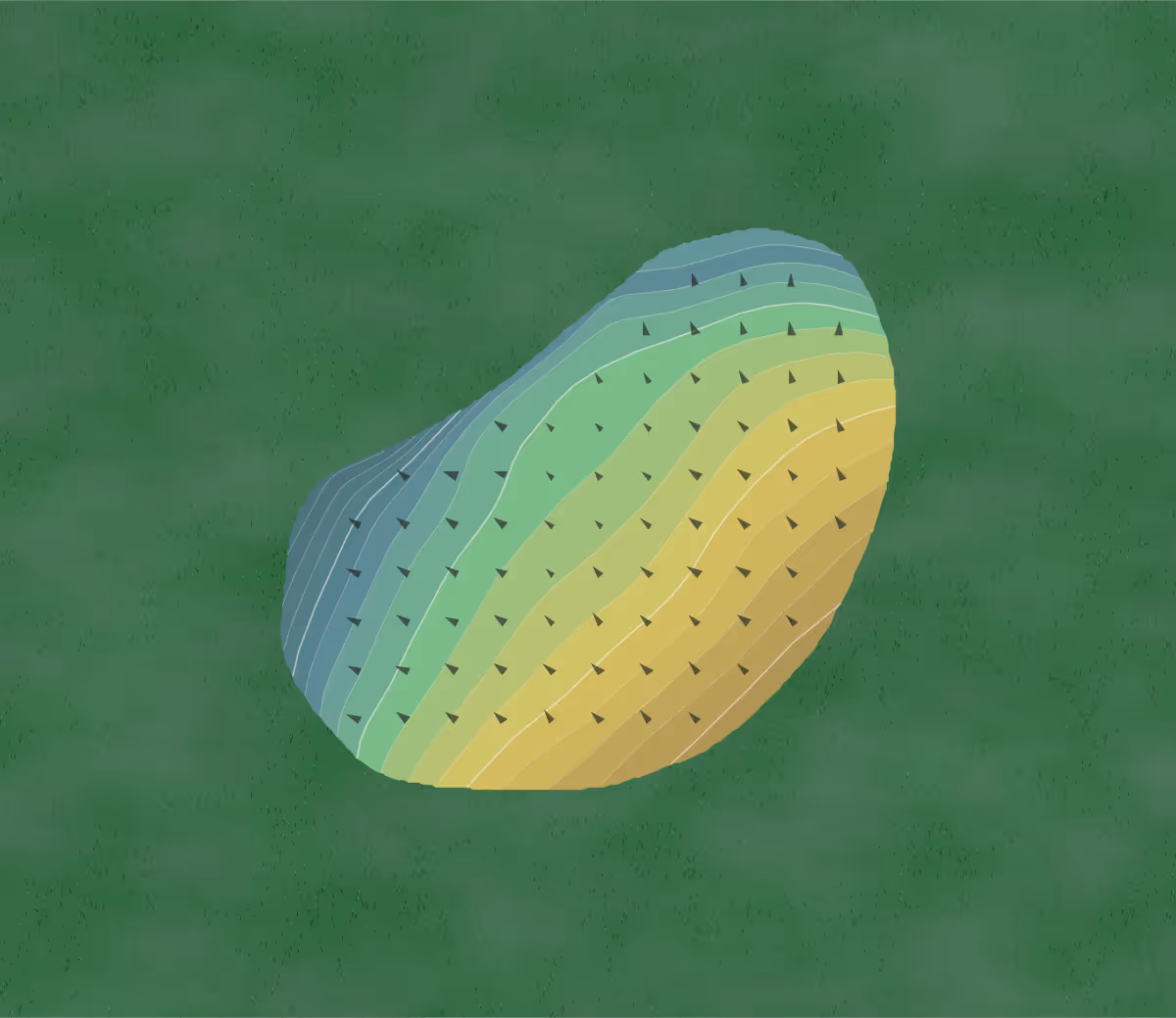 Green contour map of Silver Ridge in Oregon, Illinois — 38 elevation contours at a 3-inch interval with fall-line arrows, traced from 1-meter lidar