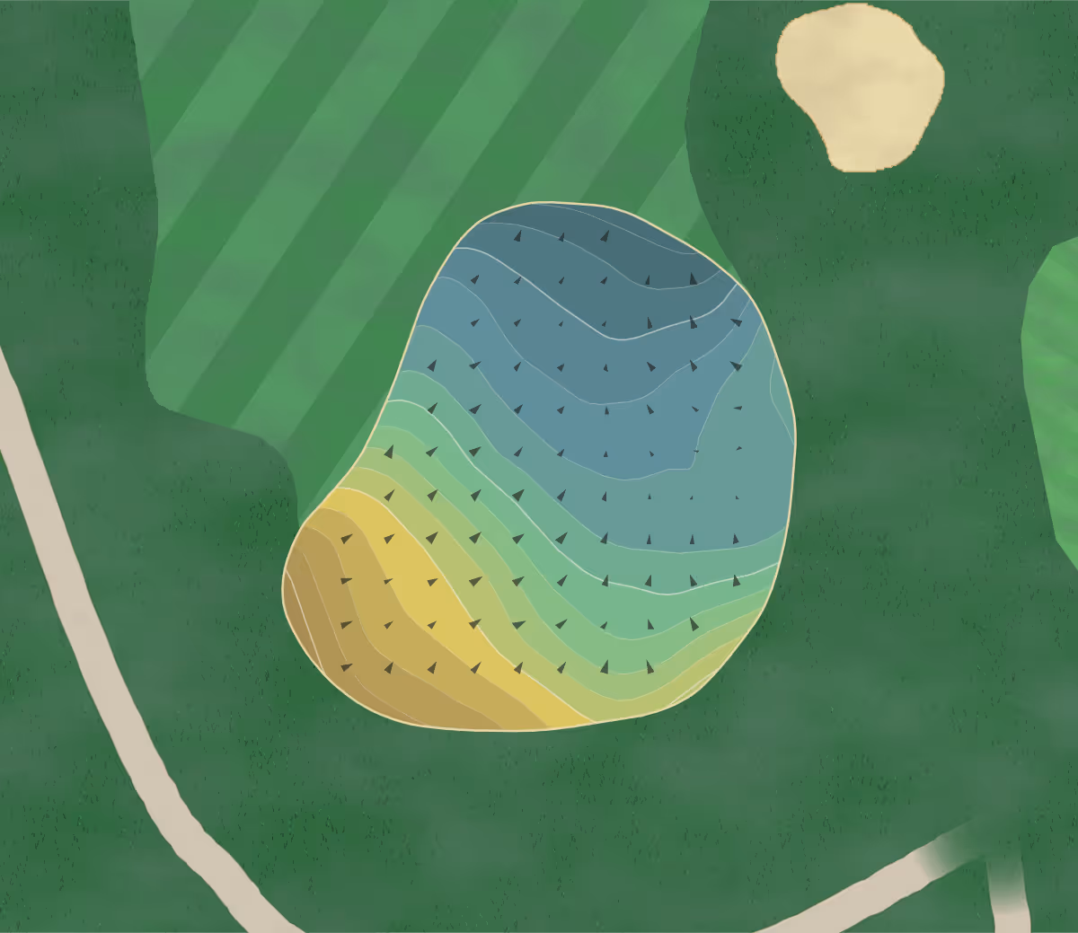 Green contour map of Silver Spring in Ridgefield, Connecticut — 190 elevation contours at a 3-inch interval with fall-line arrows, traced from 1-meter lidar