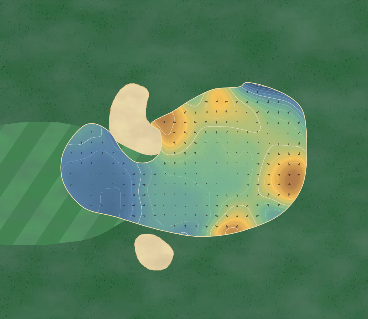 Green contour map of Sittingbourne in Sittingbourne, England: 241 elevation contours at a 8-centimeter interval with fall-line arrows, traced from 1-meter lidar