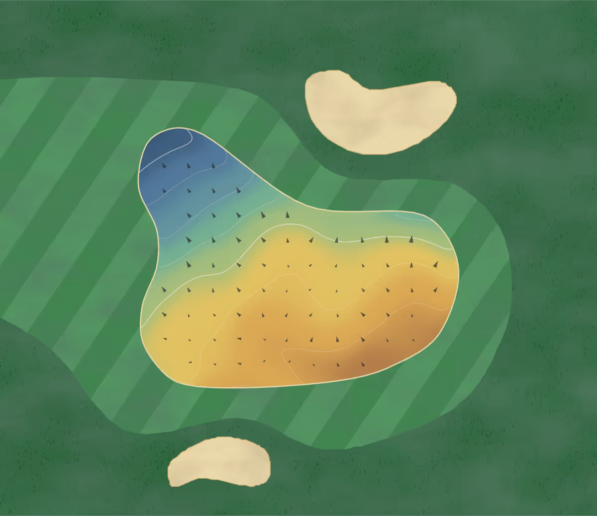 Green contour map of Sky Ridge in Sequim, Washington: 53 elevation contours at a 3-inch interval with fall-line arrows, traced from 1-meter lidar
