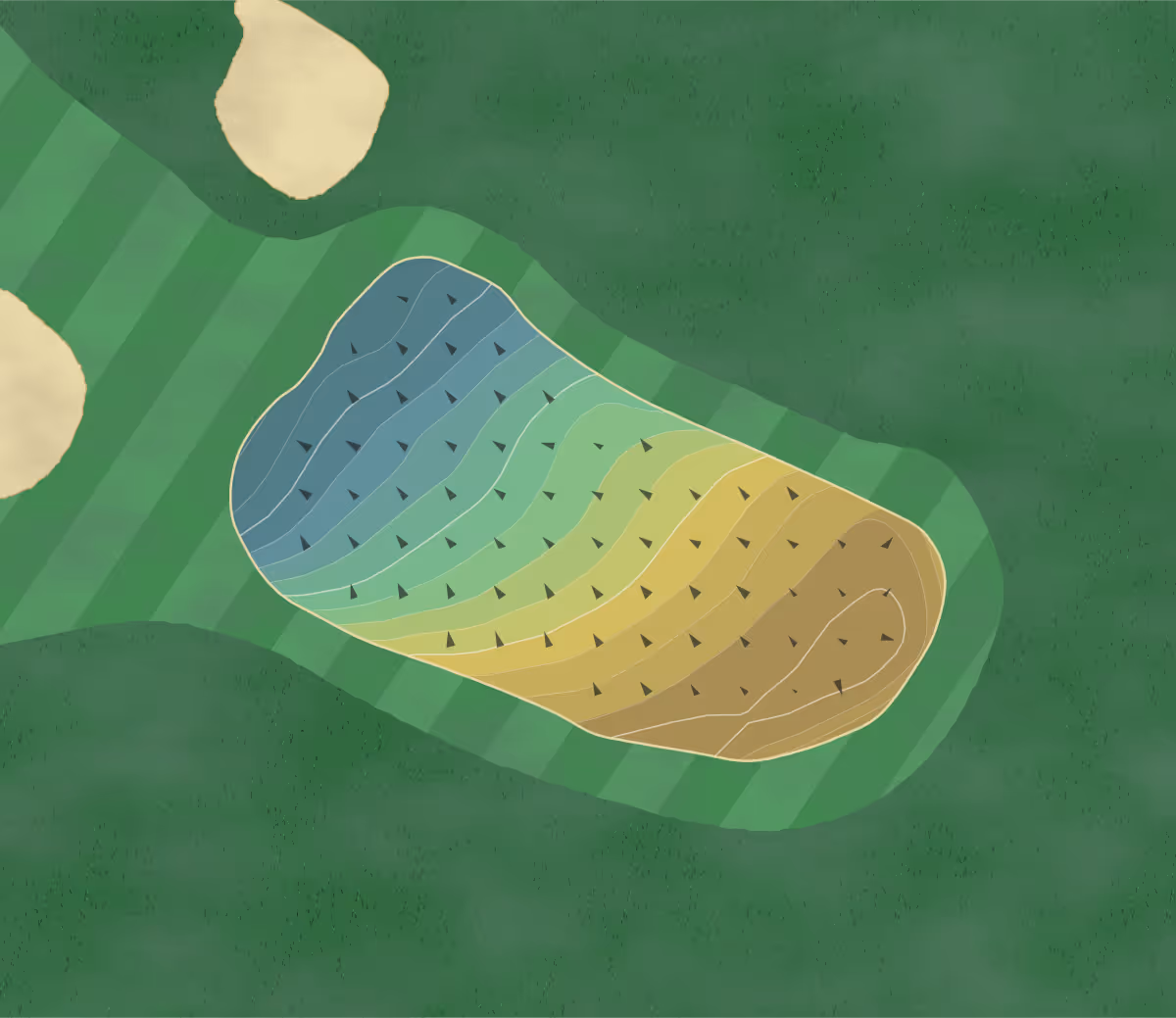 Green contour map of Sleeping Giant in Hamden, Connecticut — 106 elevation contours at a 3-inch interval with fall-line arrows, traced from 1-meter lidar