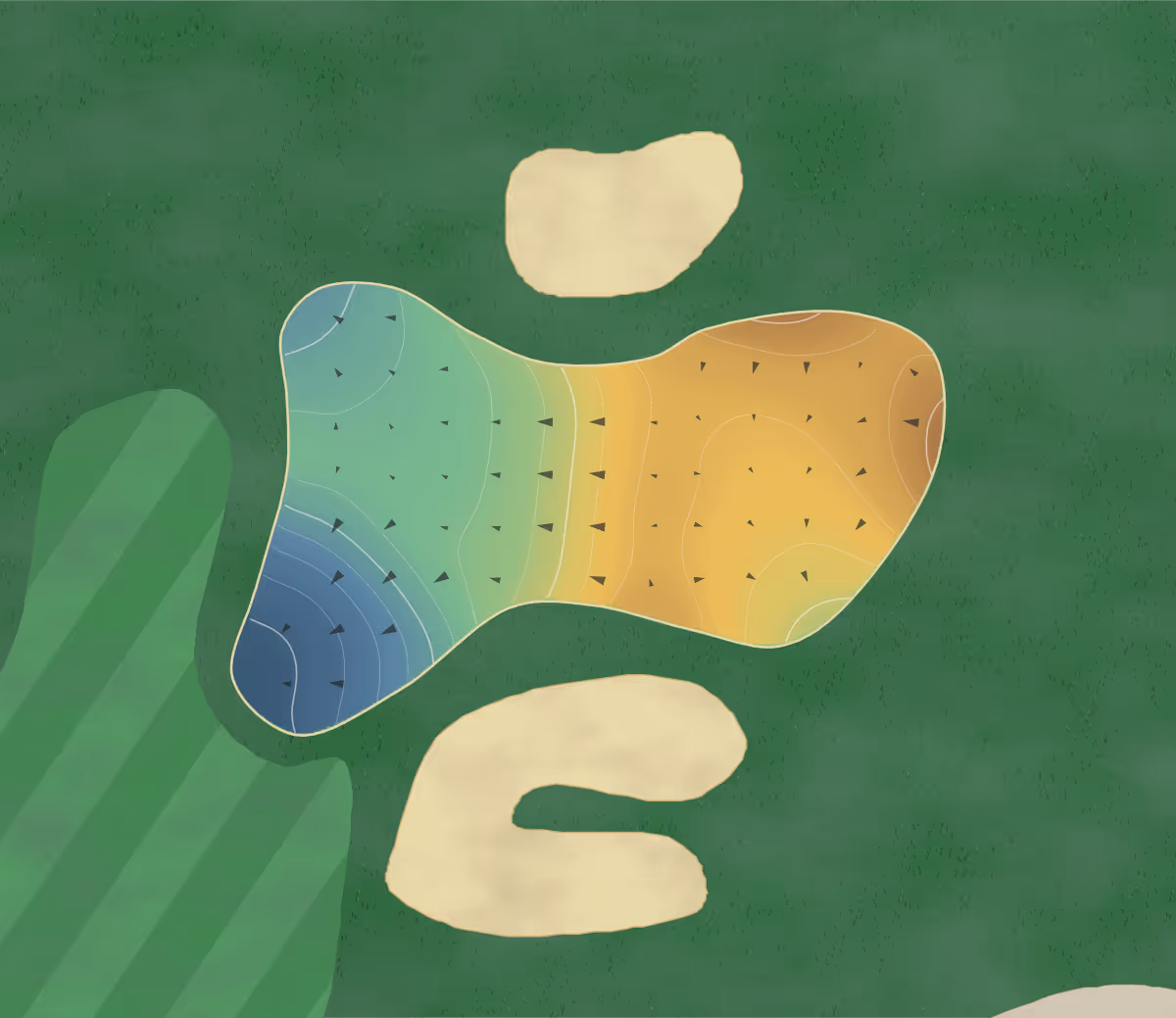 Green contour map of Sleepy Hole in Suffolk, Virginia — 156 elevation contours at a 3-inch interval with fall-line arrows, traced from 1-meter lidar