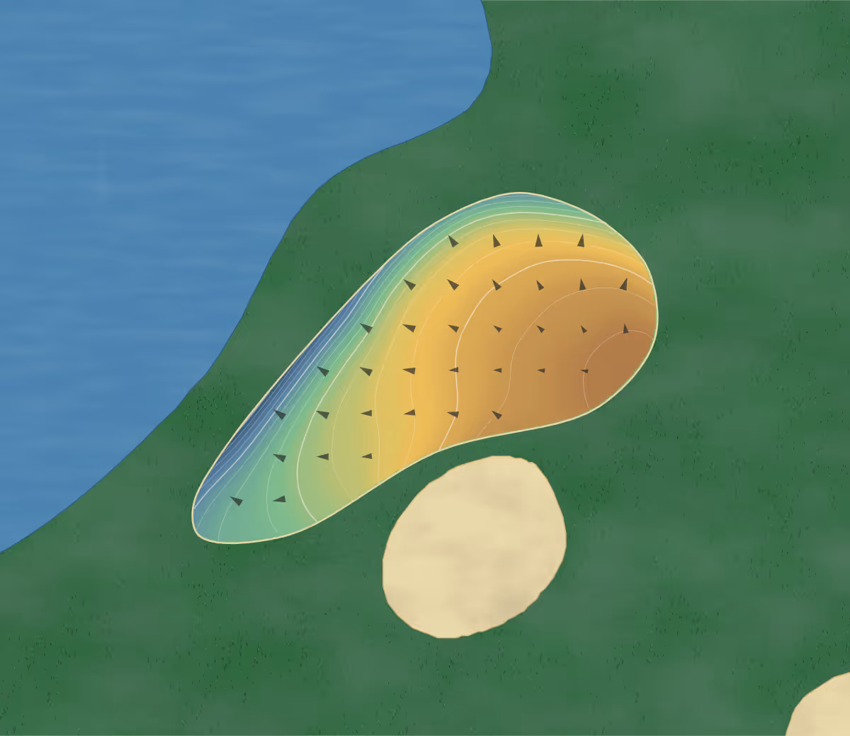 Green contour map of Smiley S in Lenexa, Kansas: 203 elevation contours at a 3-inch interval with fall-line arrows, traced from 1-meter lidar