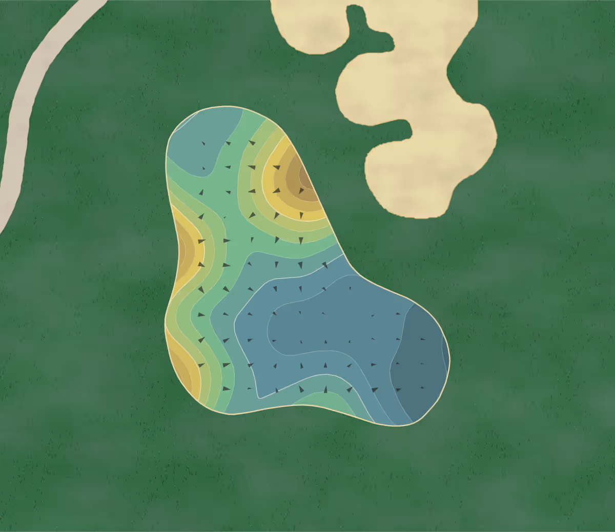 Green contour map of Smoke Rise in Stone Mountain, Georgia — 199 elevation contours at a 3-inch interval with fall-line arrows, traced from 1-meter lidar