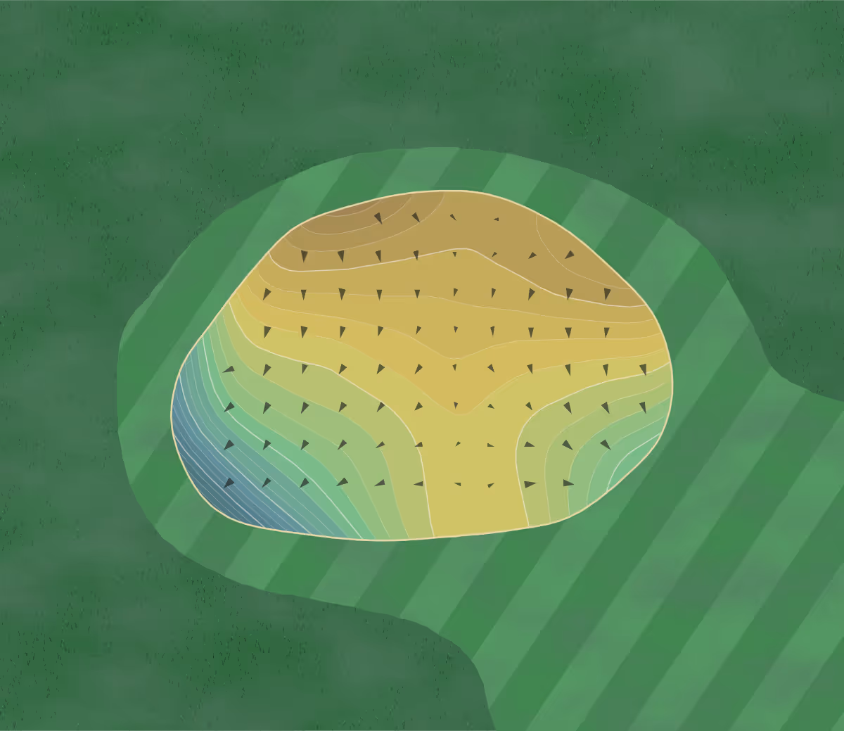 Green contour map of Smoky Hill in Hays, Kansas — 238 elevation contours at a 3-inch interval with fall-line arrows, traced from 1-meter lidar