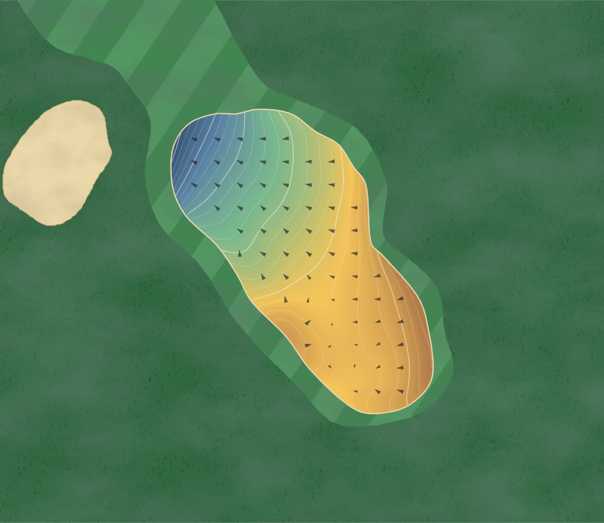 Green contour map of Soaring Eagles in Horseheads, New York: 190 elevation contours at a 3-inch interval with fall-line arrows, traced from 1-meter lidar