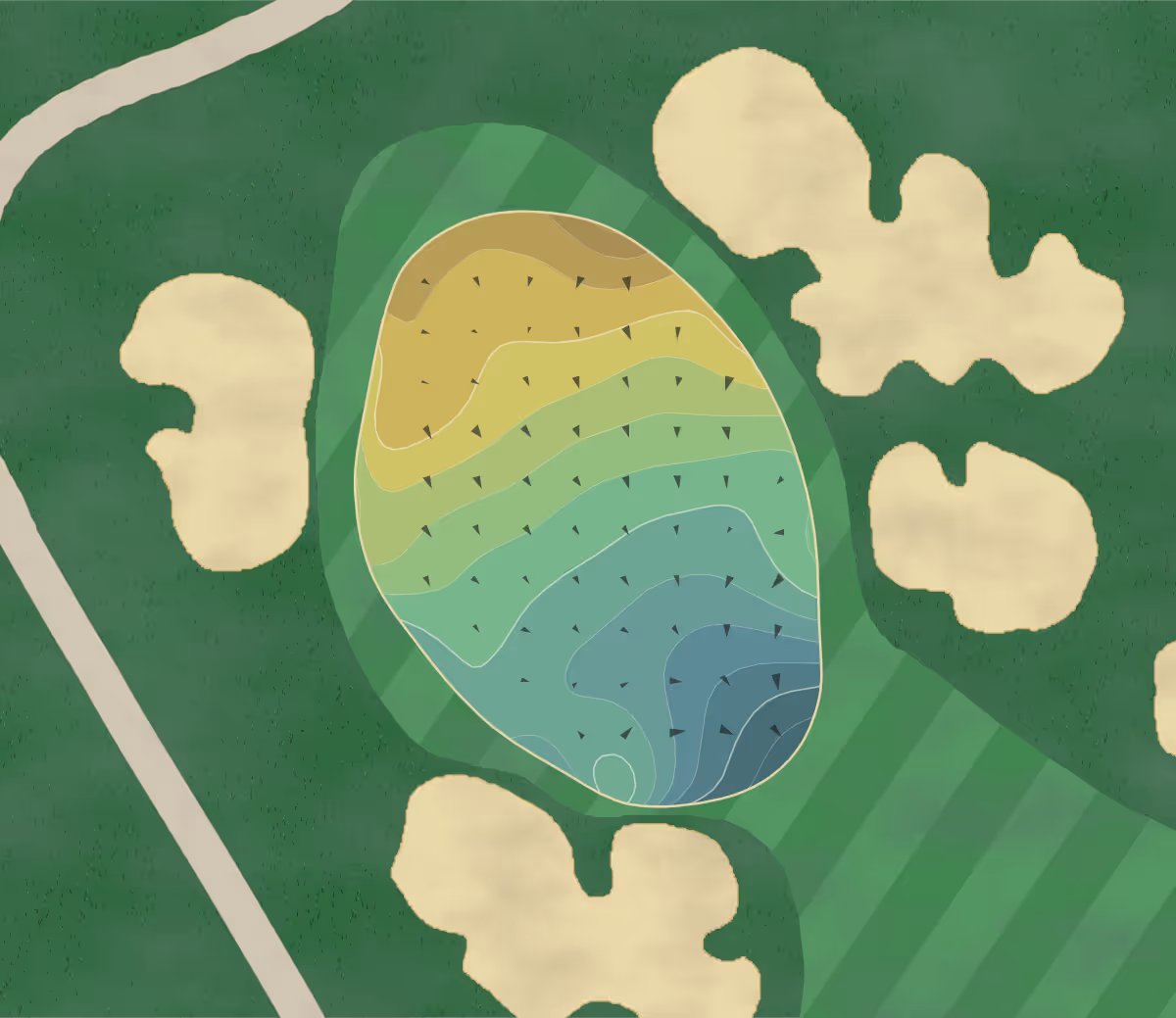 Green contour map of Soboba Springs in San Jacinto, California — 159 elevation contours at a 3-inch interval with fall-line arrows, traced from 1-meter lidar