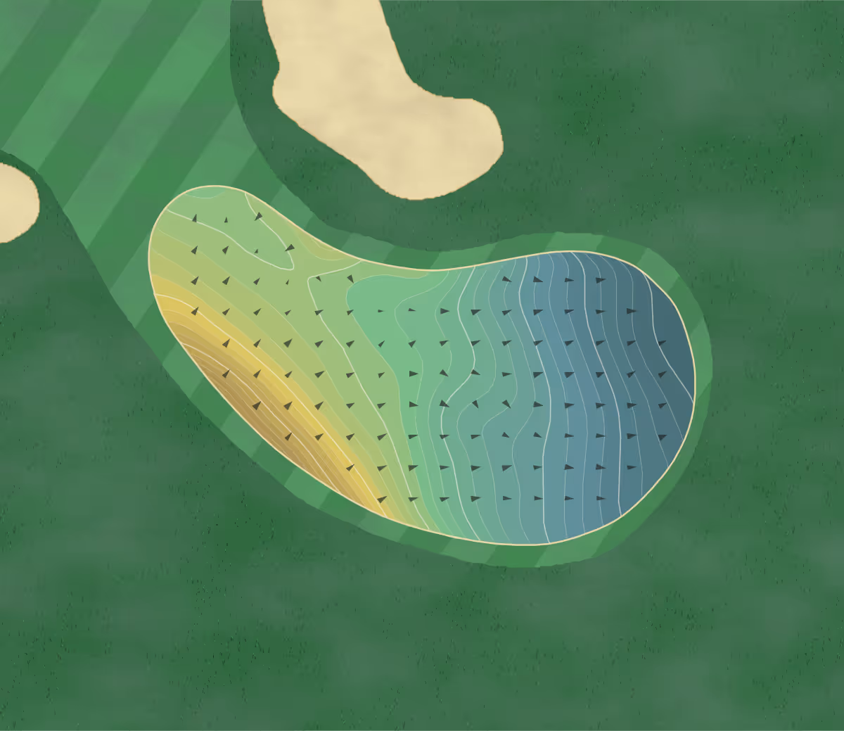 Green contour map of Somerset Hills in Bernardsville, New Jersey — 342 elevation contours at a 3-inch interval with fall-line arrows, traced from 1-meter lidar