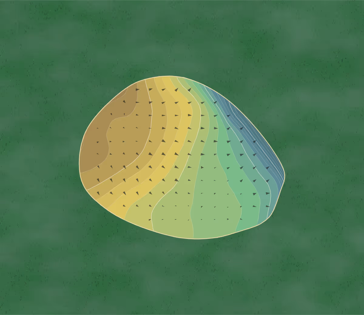 Green contour map of South Bradford in Odsal, England — 115 elevation contours at a 8-centimeter interval with fall-line arrows, traced from 1-meter lidar