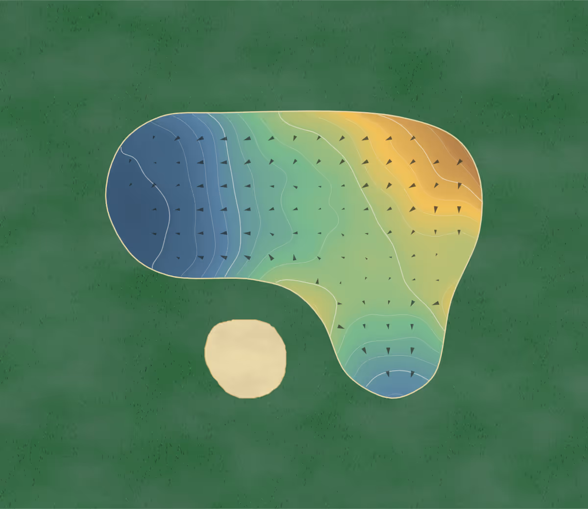 Green contour map of South Highland in Mayfield, Kentucky: 210 elevation contours at a 3-inch interval with fall-line arrows, traced from 1-meter lidar
