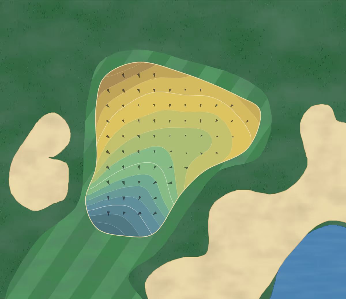Green contour map of Southern Star in The Villages, Florida — 163 elevation contours at a 3-inch interval with fall-line arrows, traced from 1-meter lidar