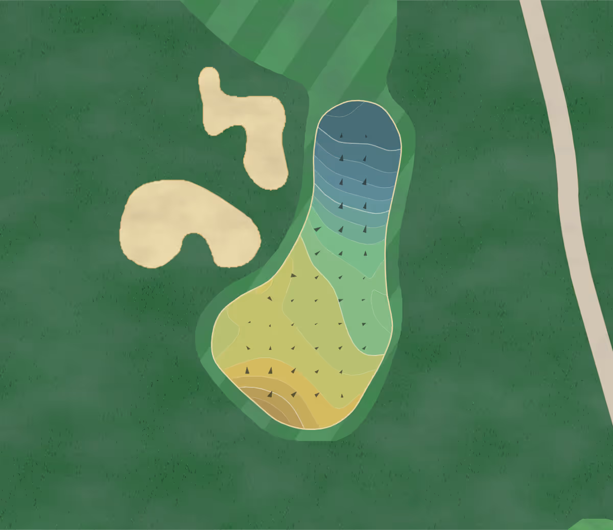 Green contour map of Spanish Wells in Hilton Head, South Carolina — 110 elevation contours at a 3-inch interval with fall-line arrows, traced from 1-meter lidar