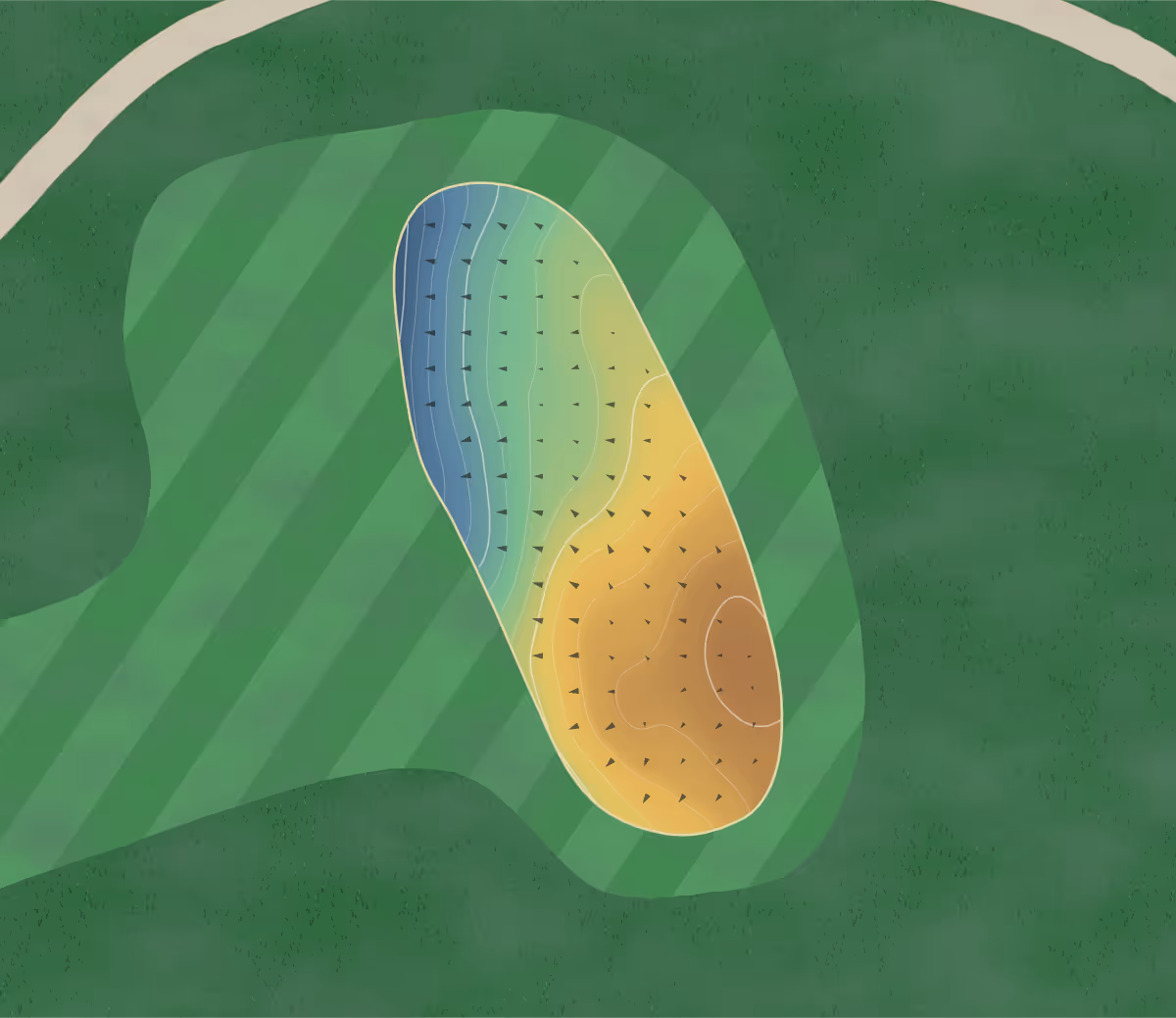 Green contour map of Spearfish Canyon in Spearfish, South Dakota: 60 elevation contours at a 3-inch interval with fall-line arrows, traced from 1-meter lidar